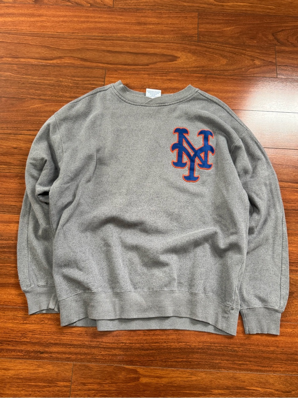 Vintage Majestic NY Mets Thermal Crewneck Waffle Knit Sweatshirt